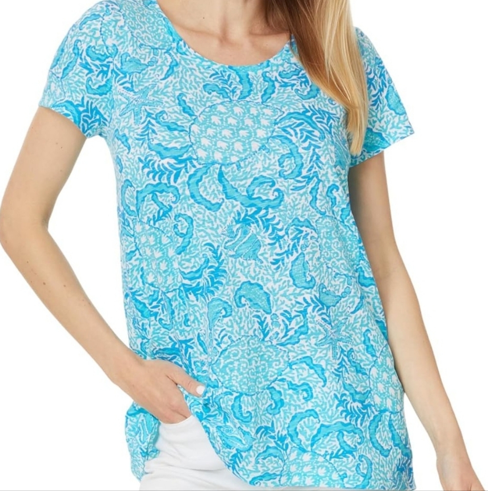 NWT Lilly Pulitzer Etta Scoop Neck Top Resort White Goombay Grooves Size Small